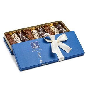 Μπλε χάρτινο κουτί παραλληλόγραμμο με 400γρ τρουφάκια (perles) Leonidas