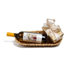 Καλάθι με 1 κρασί “ΝΤΑΜΑ ΚΟΥΠΑ” ΛΑΖΑΡΙΔΗΣ και 320γρ σοκολατάκια Leonidas