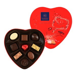 Χάρτινο κουτί καρδιά με 9 σοκολατάκια Leonidas (150gr)