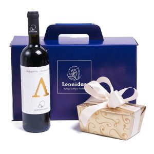 Χάρτινο κουτί Leonidas με κρασί ΜΑΛΑΓΟΥΖΙΑ “ΟΙΚΟΓΕΝΕΙΑΣ ΓΚΙΡΛΕΜΗ” & 500γρ σοκολατάκια Leonidas