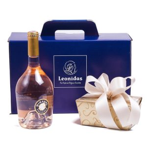 Χάρτινο κουτί Leonidas με 1 κρασί MIRAVAL και 500γρ σοκολατάκια Leonidas