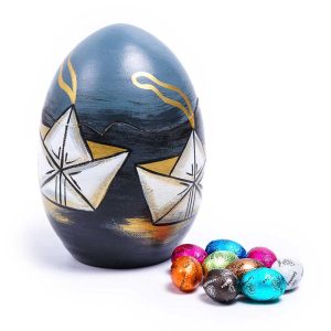 Κεραμικό αυγό με καράβι και 500γρ σοκολατένια αυγουλάκια Leonidas