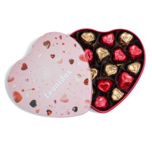 Μεταλλική καρδιά Αγίου Βαλεντίνου με 270γρ σοκολατάκια τυλιχτά καρδιές