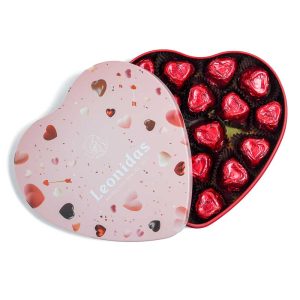 Μεταλλική καρδιά Αγίου Βαλεντίνου με 270γρ σοκολατάκια τυλιχτά καρδιές κόκκινες